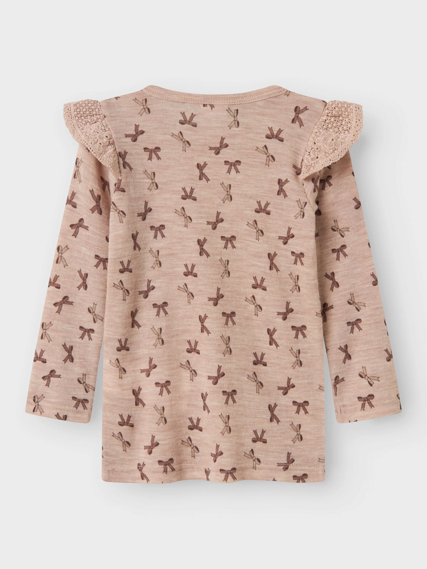 Wang Wool Rib Long Sleeve Top All Over Print W/Flounce