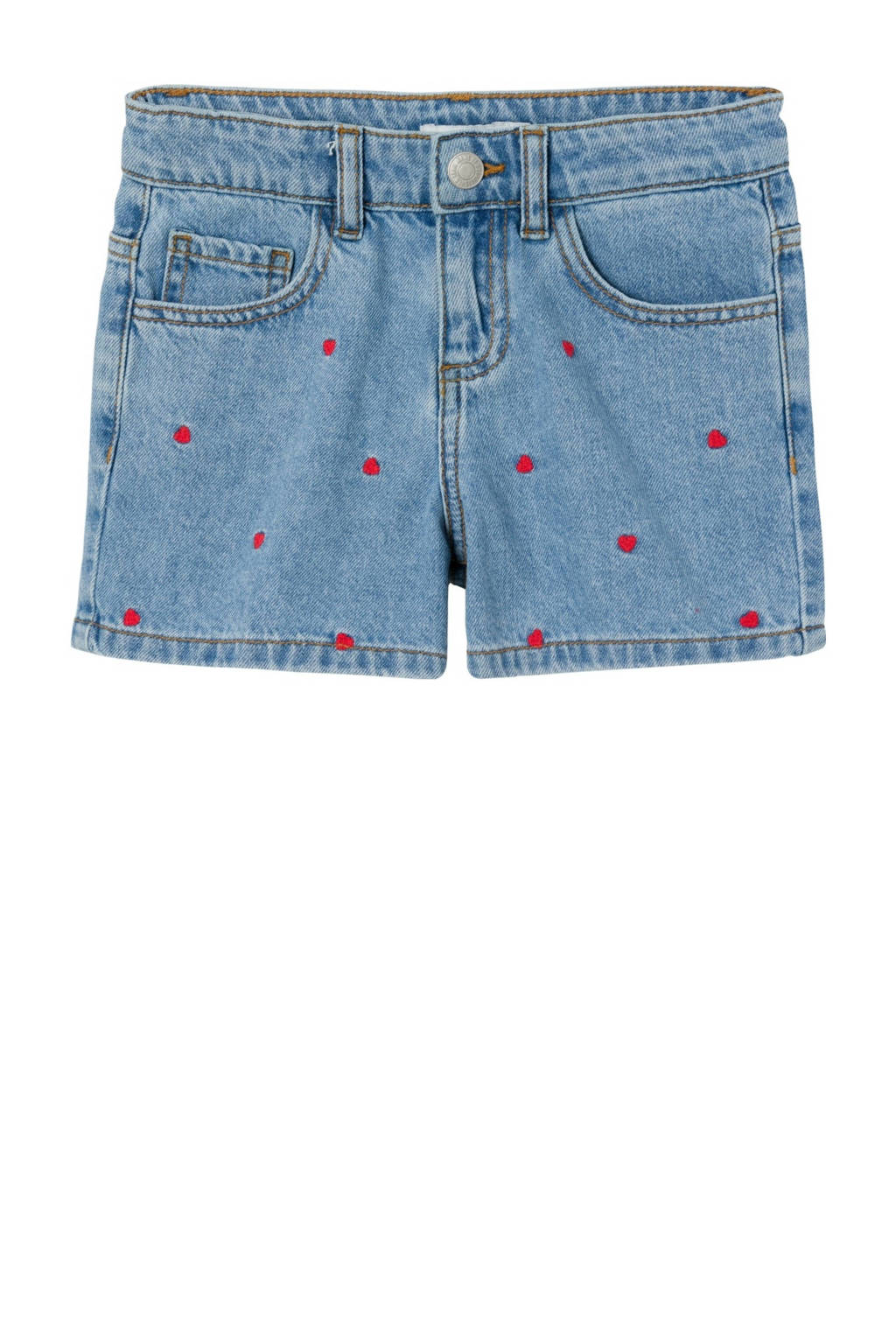 NAME IT regular fit denim short NKFBELLA met hartjes light blue denim