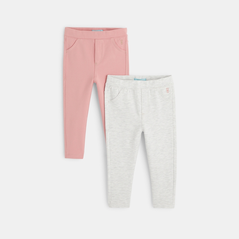 Jegging uni (lot de 2) rose bébé fille