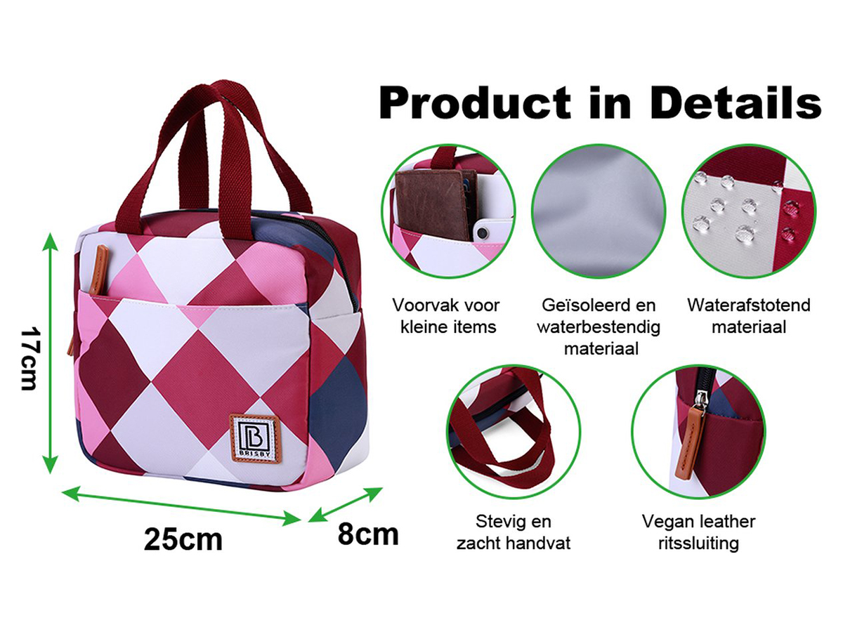 Brisby 4-laags geïsoleerde 4 liter koeltas - Blok Rose