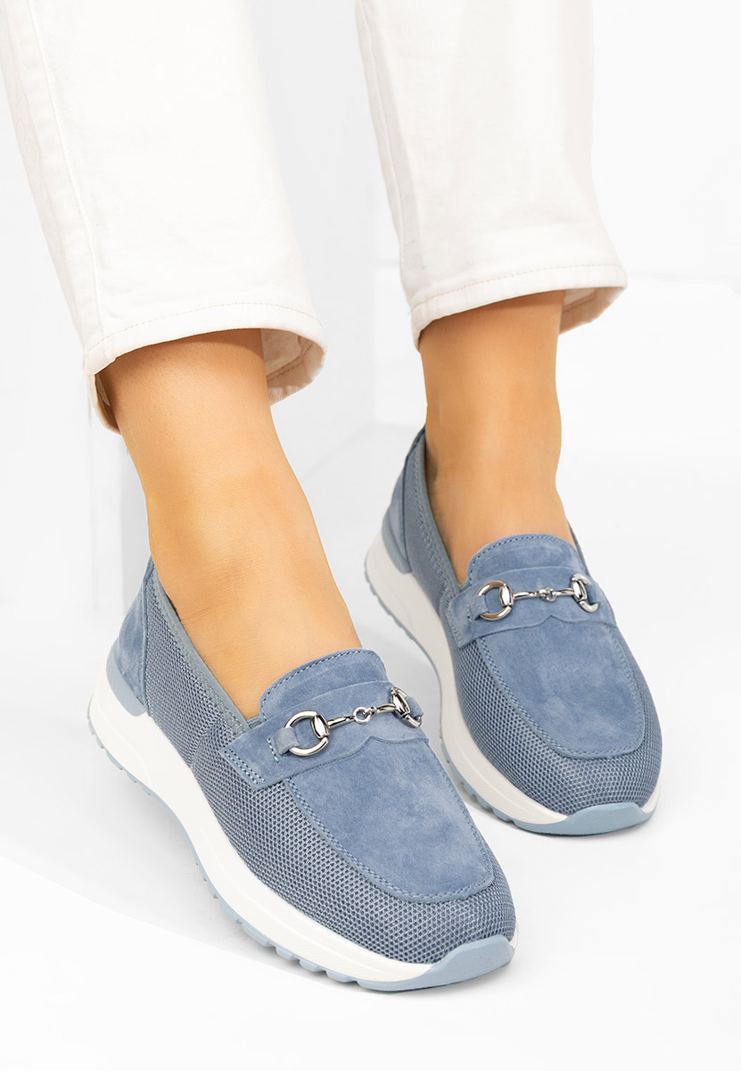 Mocassins femme en cuir bleus Hermony