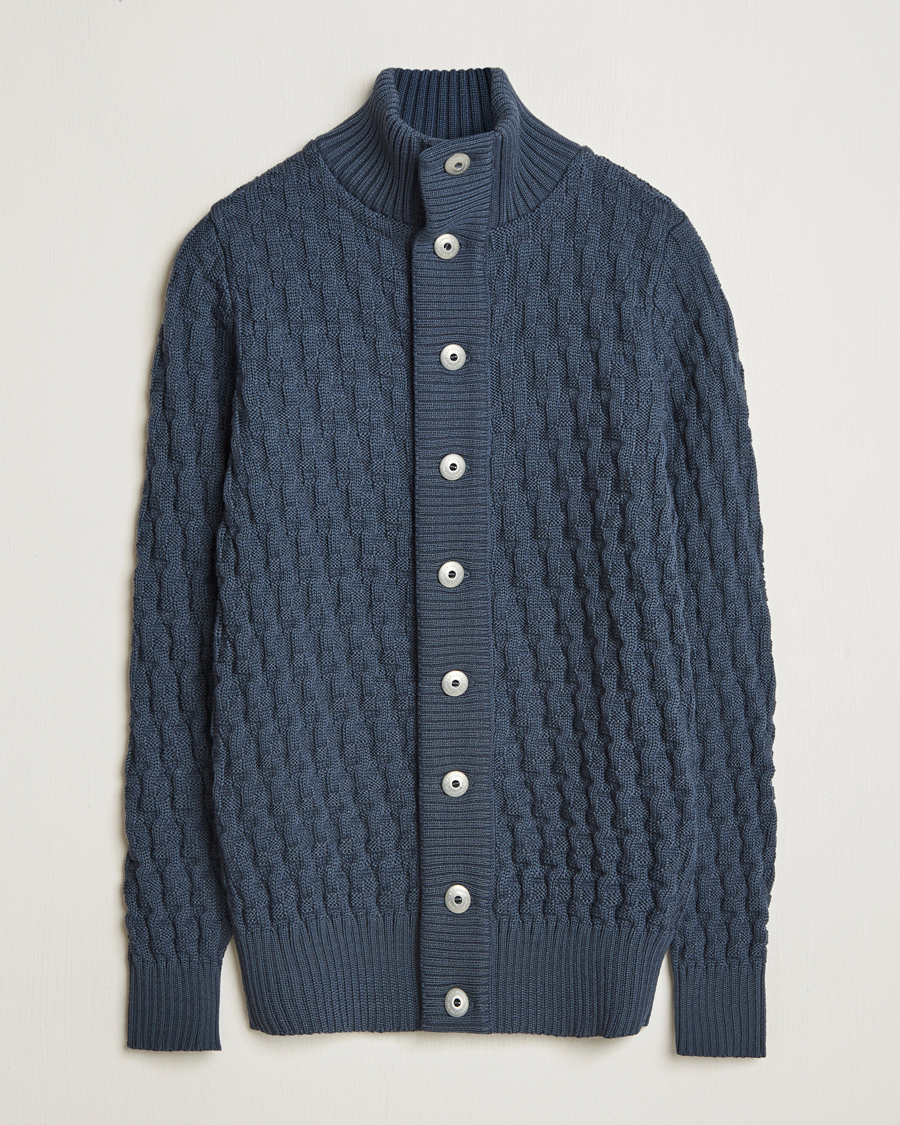 S.N.S. Herning Stark Cable Cardigan Faded Mineral Blue
