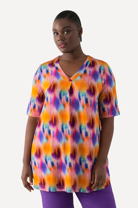 Slinkyshirt, A-Linie, V-Ausschnitt, Halbarm
