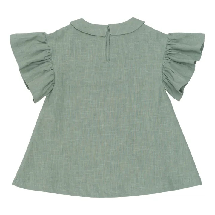 Donsje Robe à Volants Capucine en Lin | Sauge