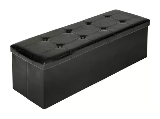 Banc coffre de rangement cuir noire 110 x 38 x 38 cm 2208145