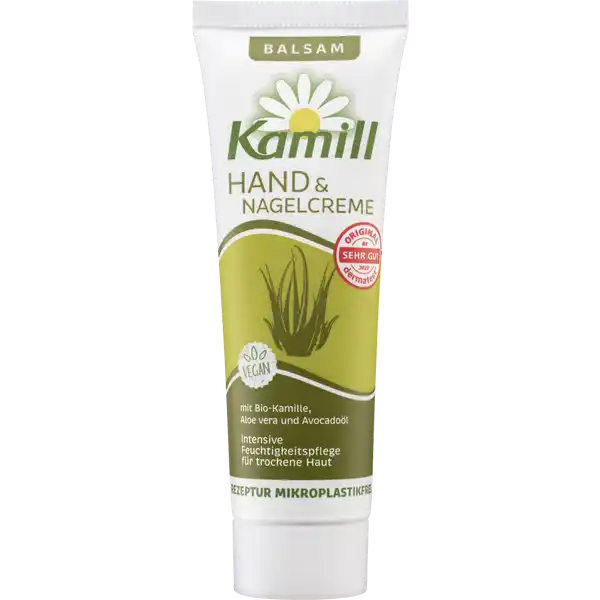 Hand & Nagelcreme mit Bio-Kamille,  Aloe vera und Avocadoöl