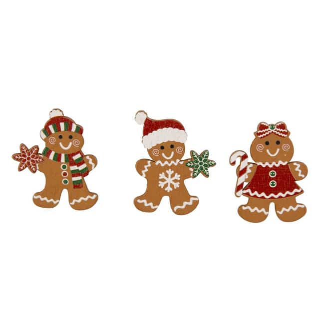 Dekohänger Lebkuchenfiguren - braun/weiß/rot - ca. 4,5 cm - 24 Stück