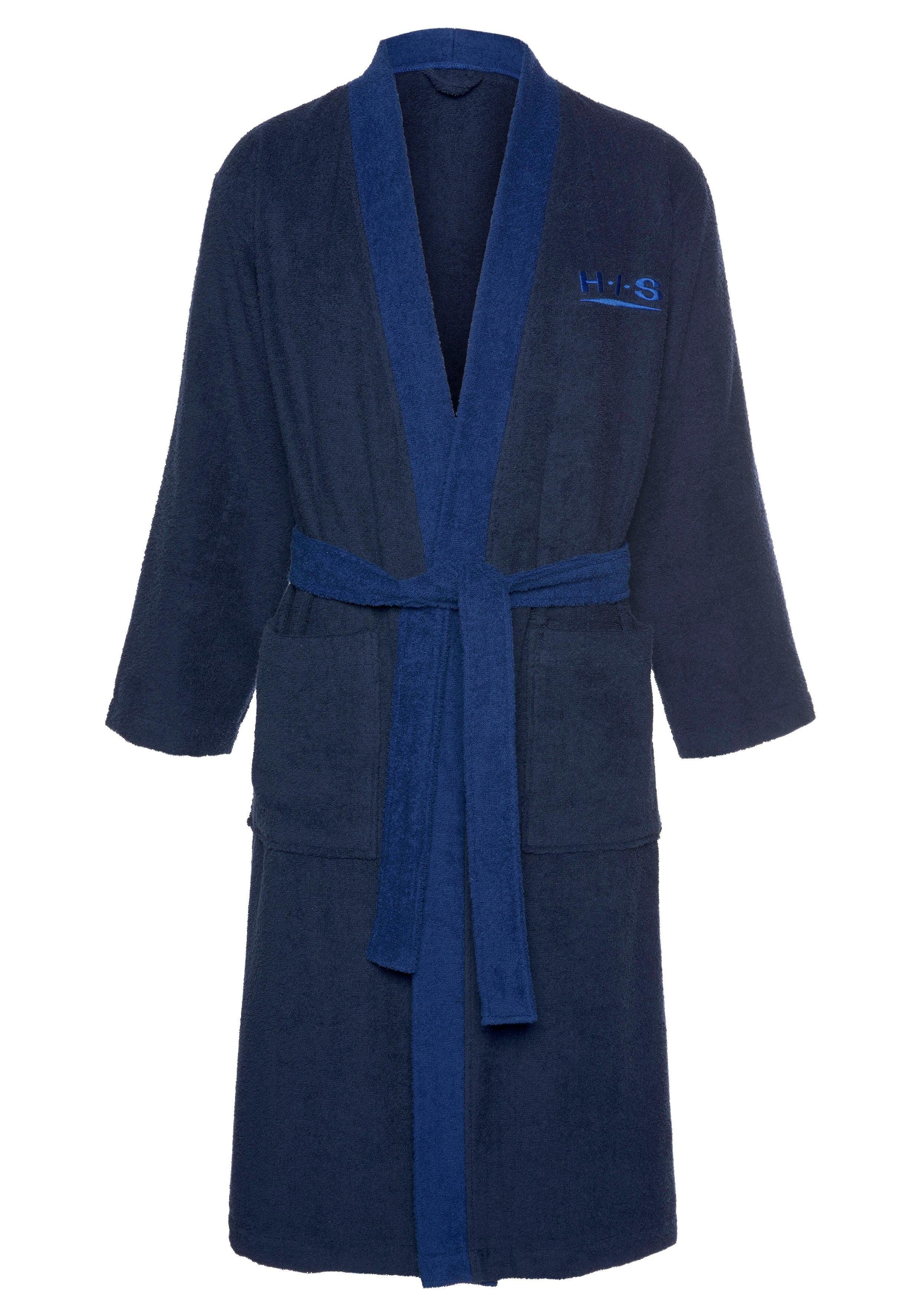 H.I.S Unisex-Bademantel »Hannes, ideal für Sauna & Spa, Hotelbademantel, Morgenmantel«, 1 Stk. für Damen & Herren, lang, mit Taschen, S-3XL