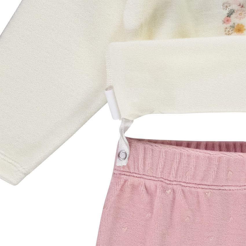 Pyjama 2 pièces en velours pour bébé fille - Ecru