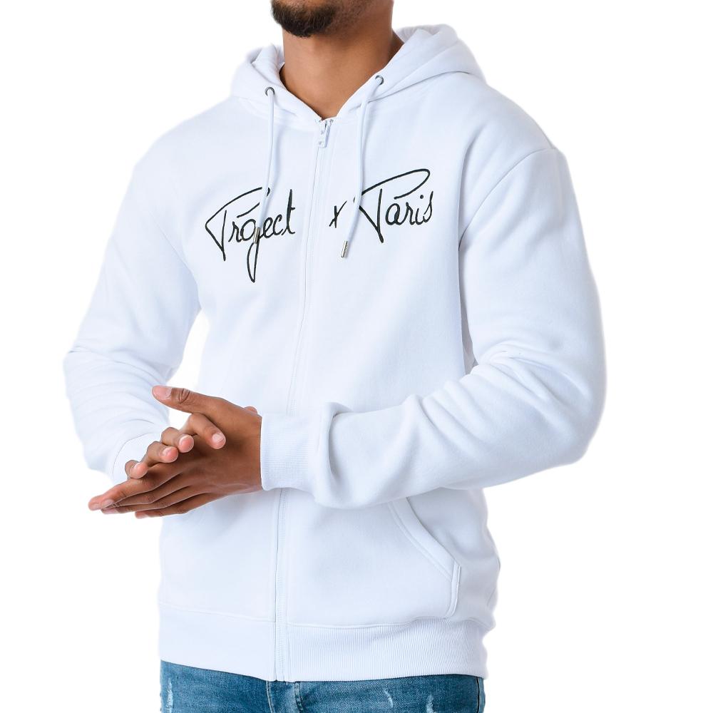 Project X Paris Sweat Zippé Blanc Homme Project X Paris Signature