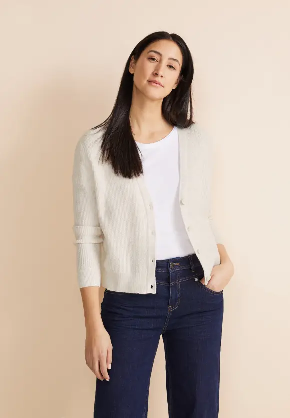 V-Ausschnitt Cardigan - cream white melange