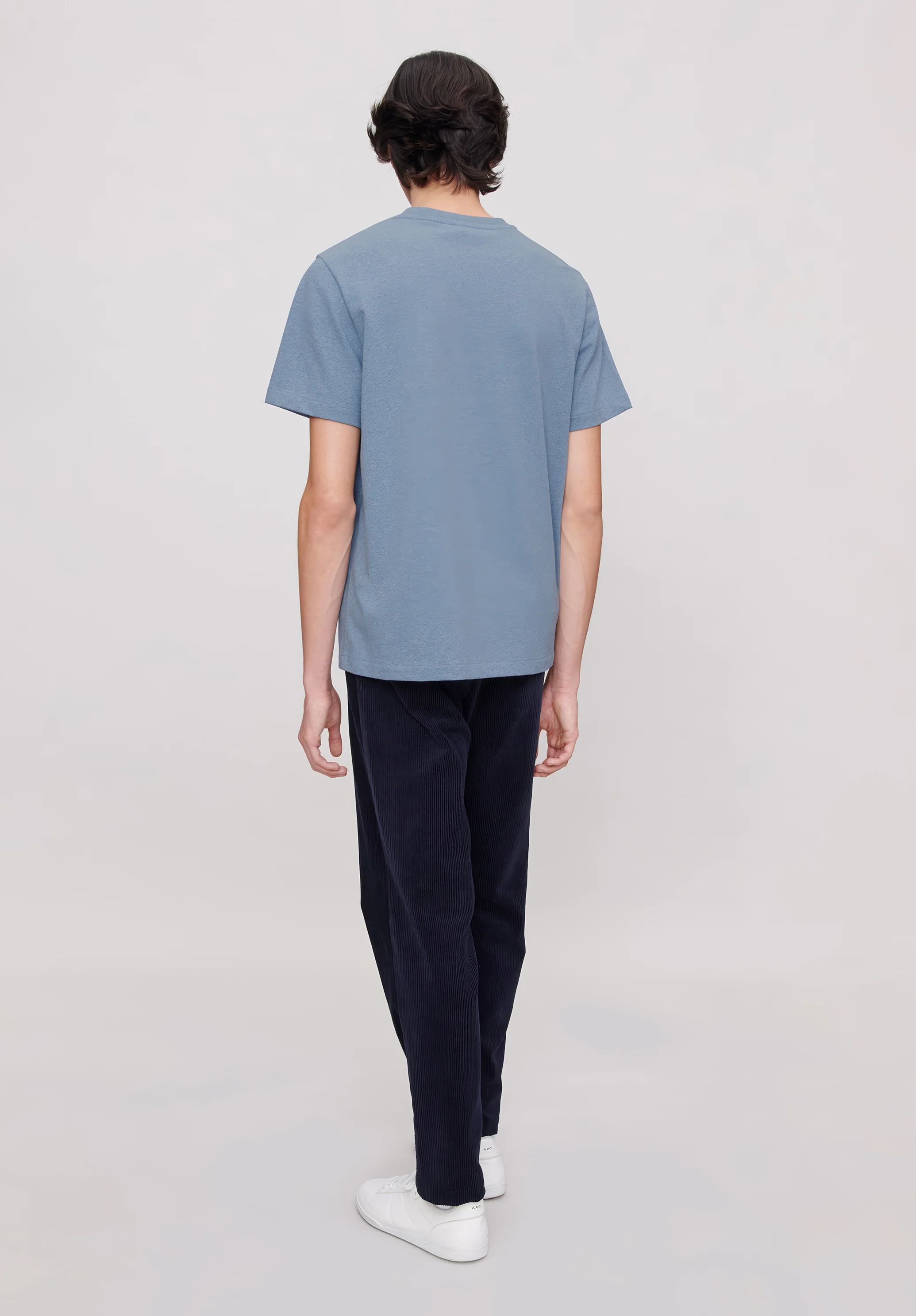 t-shirt standard rue madame GOTS - Bleu gris chine/bleu
