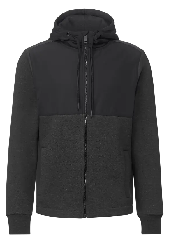 Sweatjacke im Materialmix - anthra grey melange