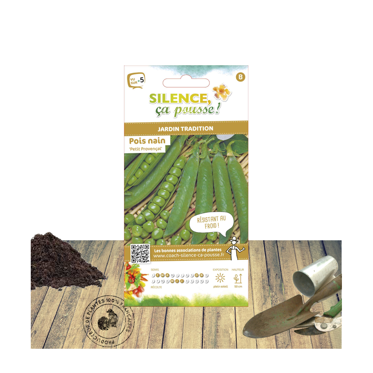 Graines de pois nain grain rond petit provençal/pisum sativum nain grain rond petit provençal[-]sachet de 15 gr.