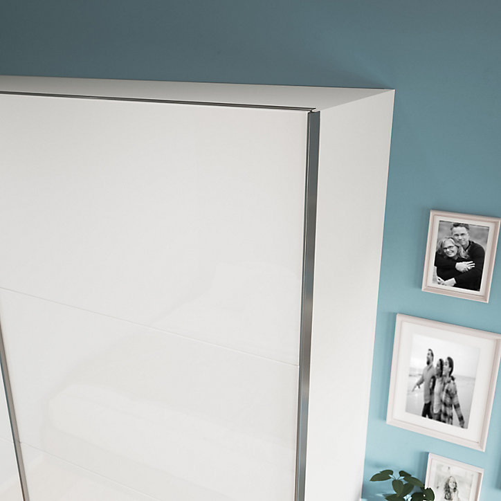 Portes de placard coulissantes 2 vantaux panneaux blancs brillants GoodHome Atomia H. 225 x L. 200 x ép. 5,5 cm