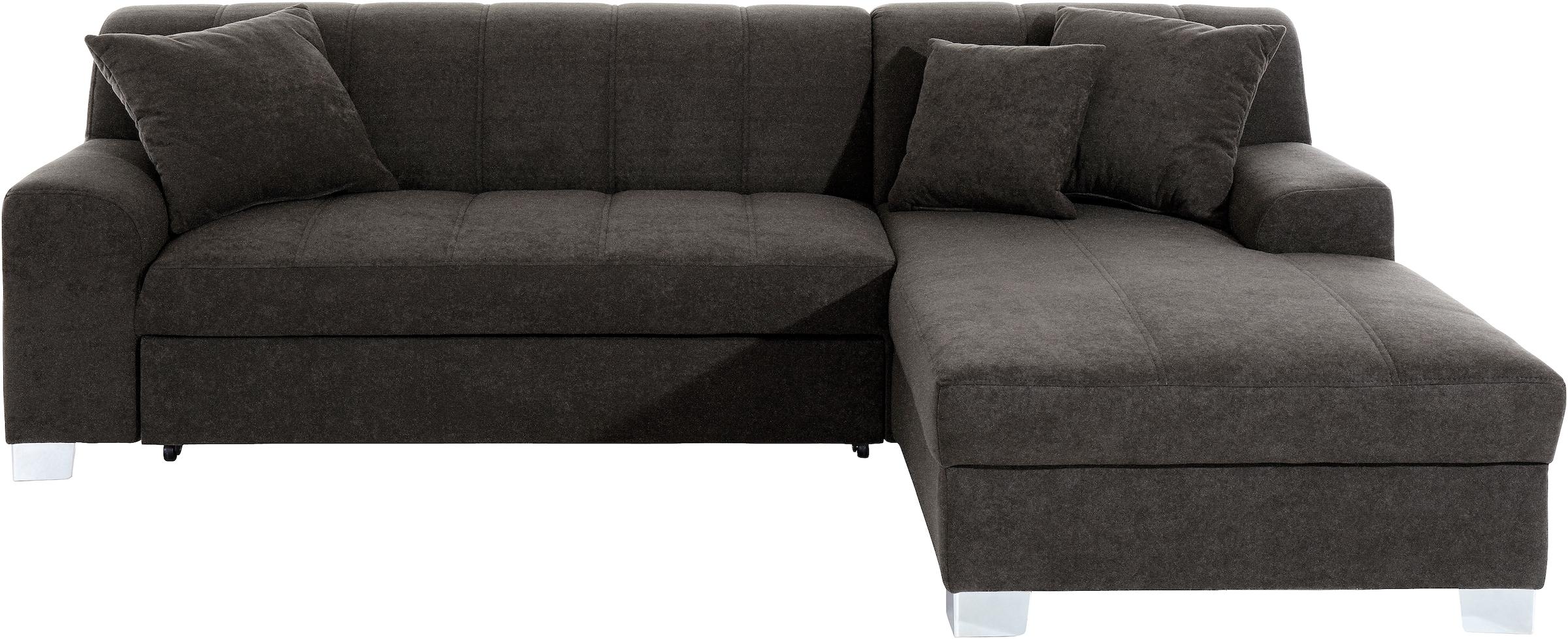 DOMO collection Ecksofa »Turah incl. Zierkissen, moderne Steppung, auch in Leder« wahlweise mit Bettfunktion, Schlafsofa, B/T/H: 239/152/75 cm, L-Form