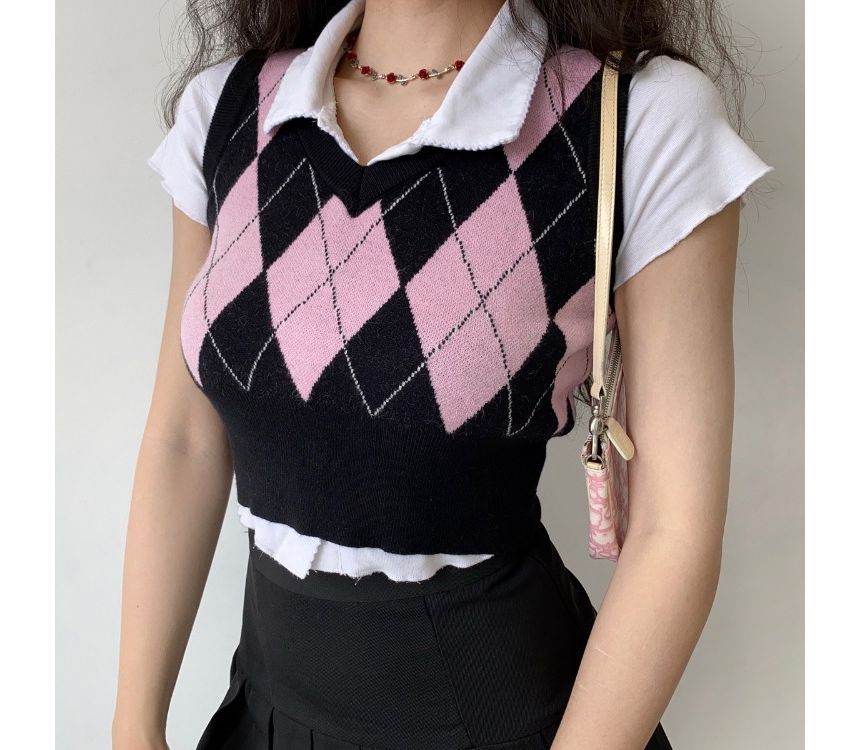 Rorah - V-hals Argyle Trui Vest