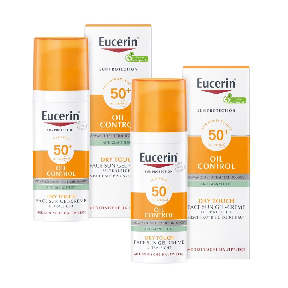 Eucerin® Oil Control Face Sun Gel-Creme LSF 50+ – sehr hoher Sonnenschutz mit 8 Stunden Anti-Glanz Effekt, auch für zu Akne neigende Haut