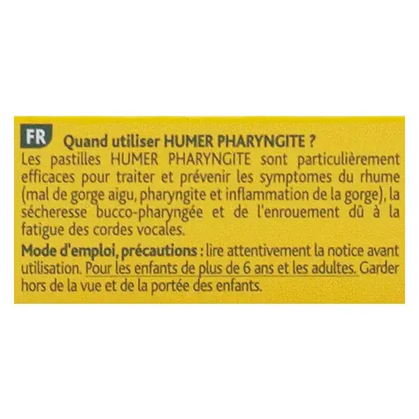 Humer Mal de Gorge Aigu Pharyngite Fruits Rouge dès 6 ans 20 pastilles