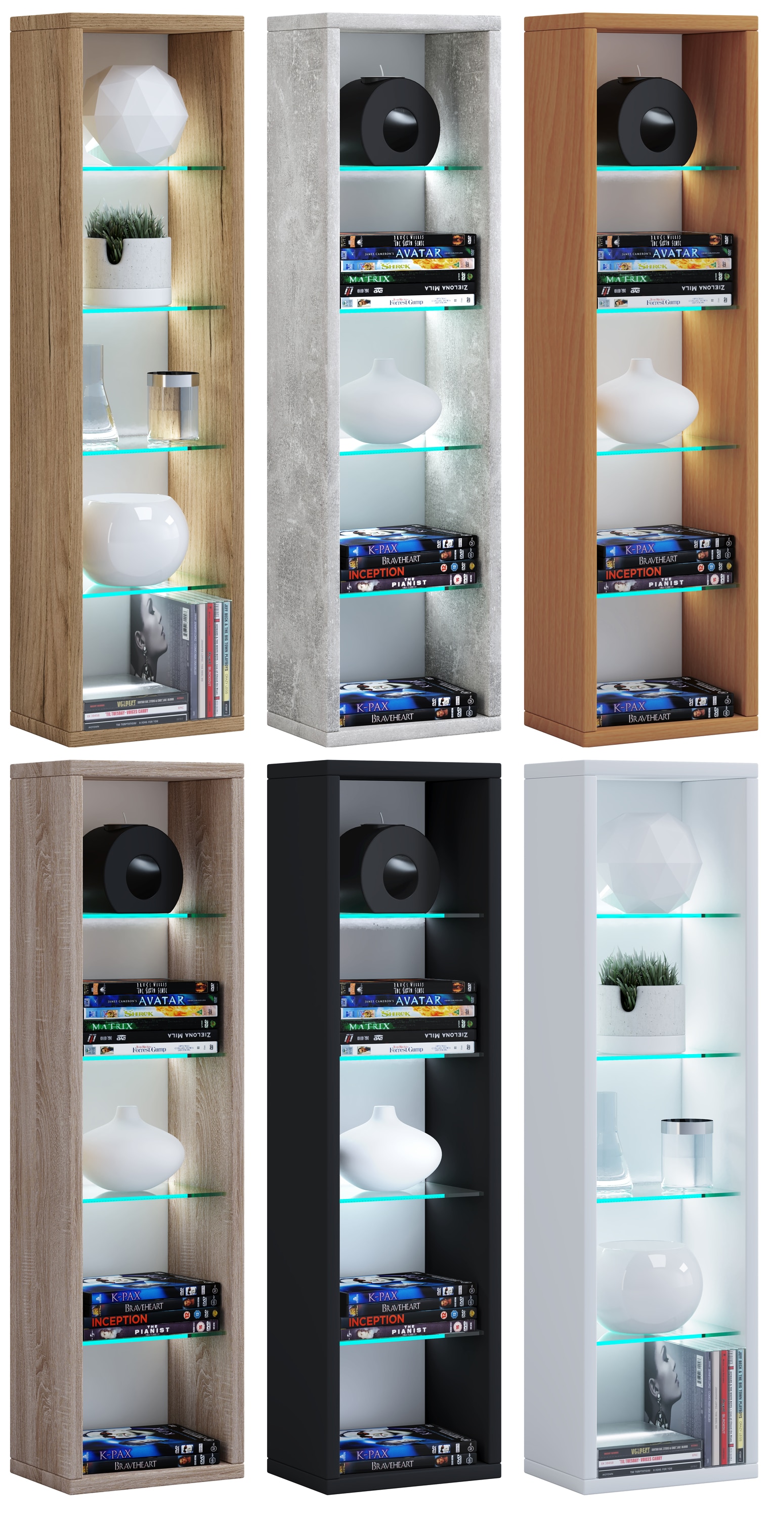 VCM Holz CD DVD Standregal Bücherregal Aufbewahrung Deko Regal Glas Rasato L