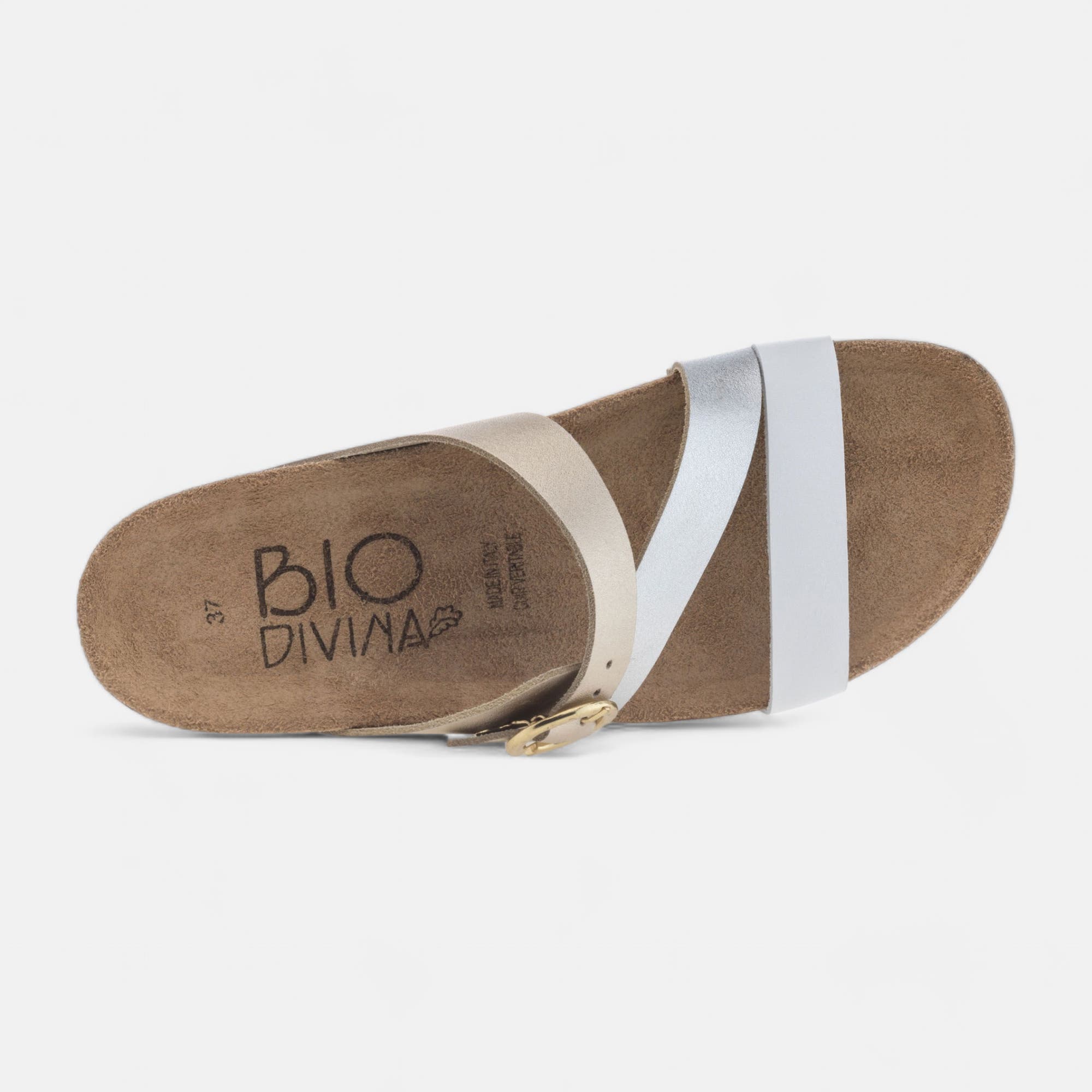 Mules semelle liège Femme en cuir blanc