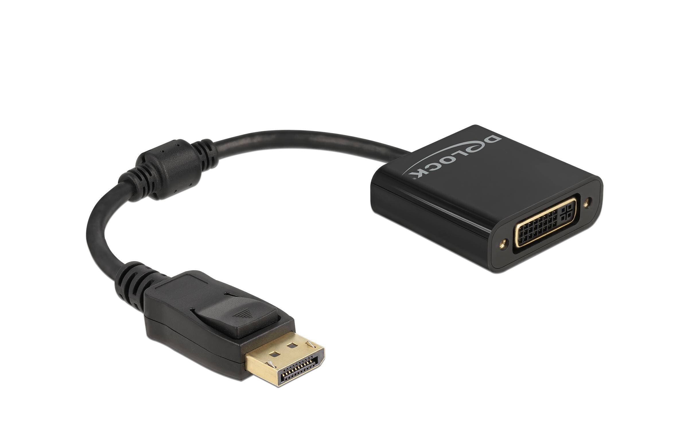 Adapter 4K Passiv DisplayPort - DVI-DDelock Adapter DisplayPort 1.2 Stecker zu DVI Buchse 4K Passiv schwarz