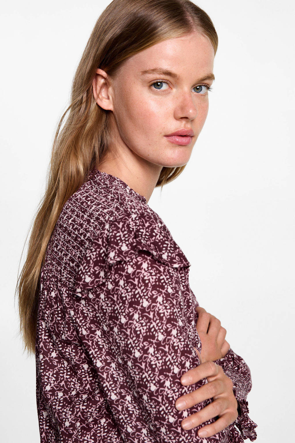 MANGO TEEN jurk met all over print donkerroze