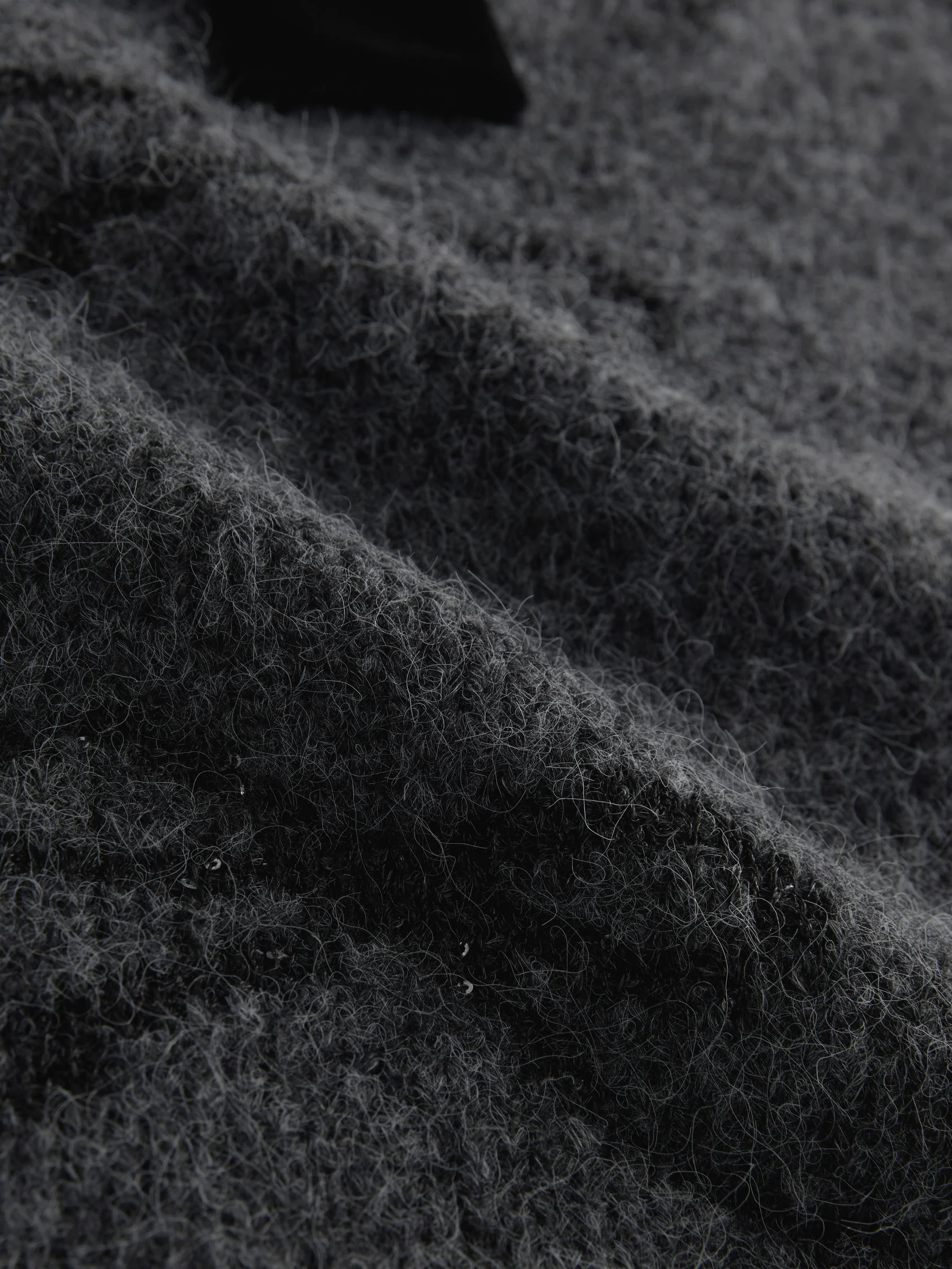 Grijs/strik glinsterend - Gebreide poncho cover-up met fluwelen strik aan de achterkant