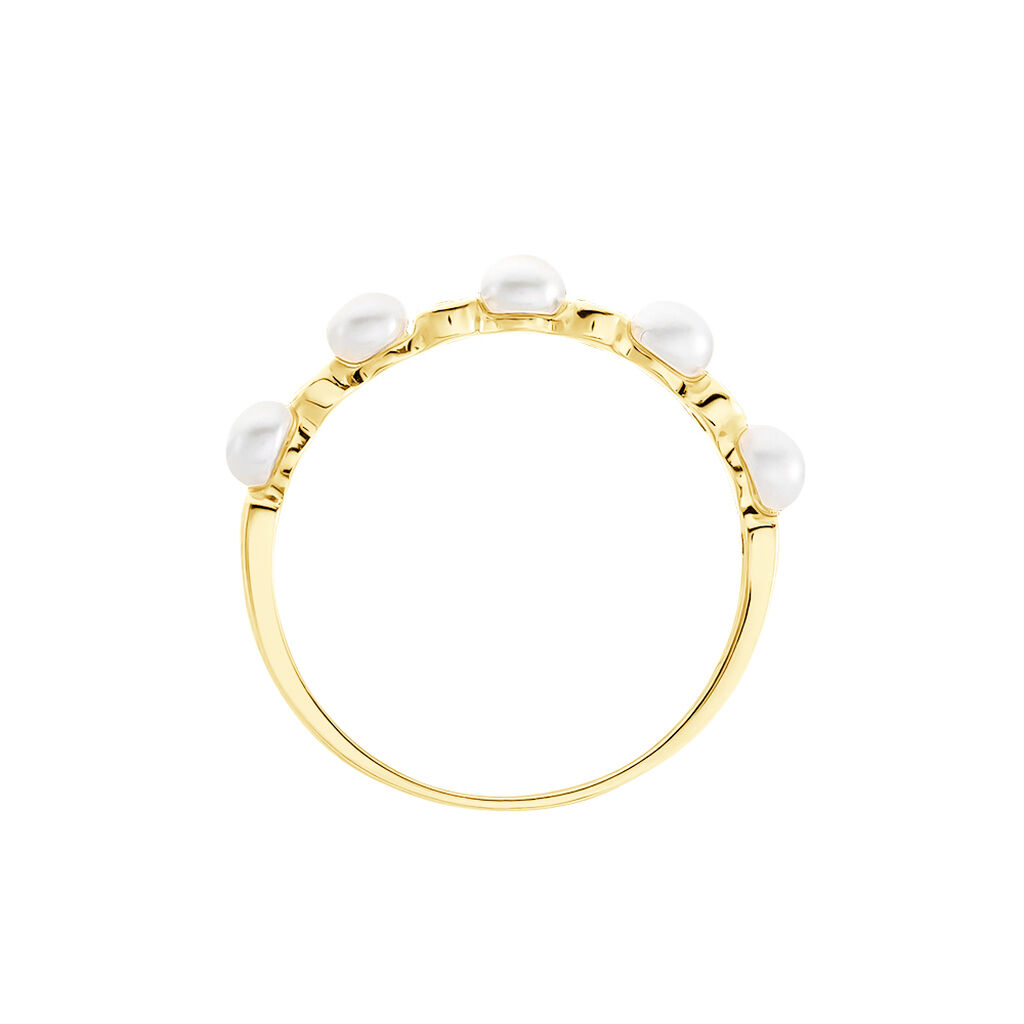 Bague Tiny Pearls Or Jaune Perle De Culture Oxyde De Zirconium