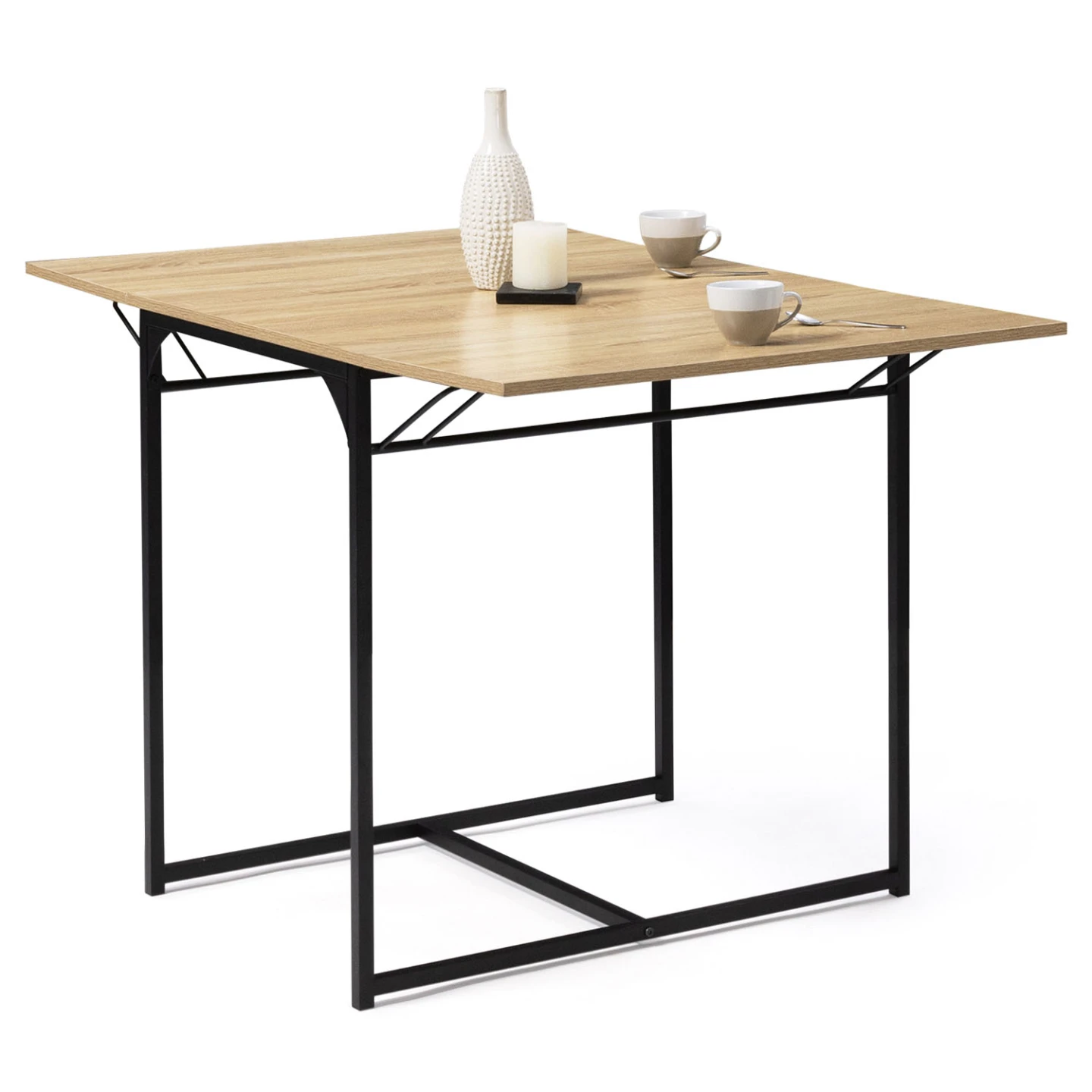 Table à manger extensible rectangle DETROIT 2-6 personnes design industriel 60-120 cm