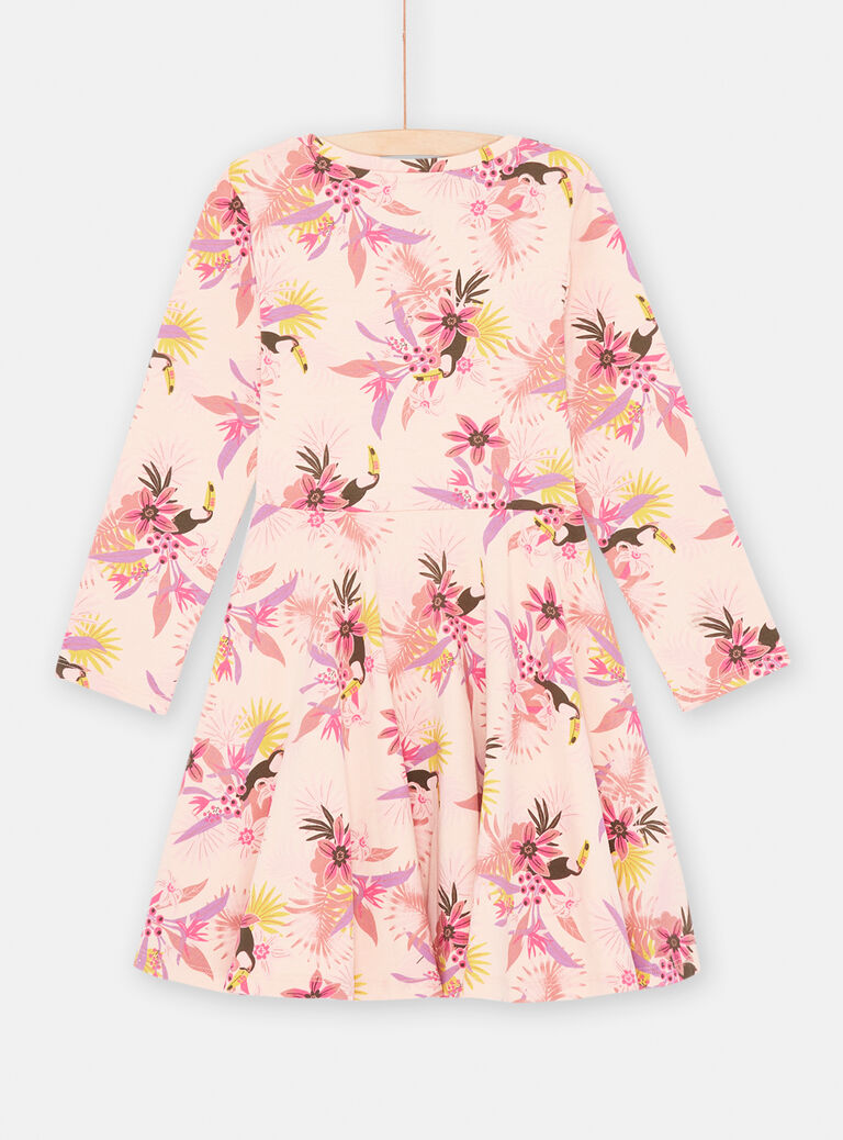 Robe rose à imprimé tropical fille