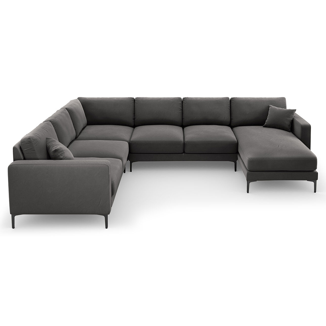 Mazzini Sofas Canapé Panoramique gauche Velours Venus 6 Places gris - 326x236x90 cm