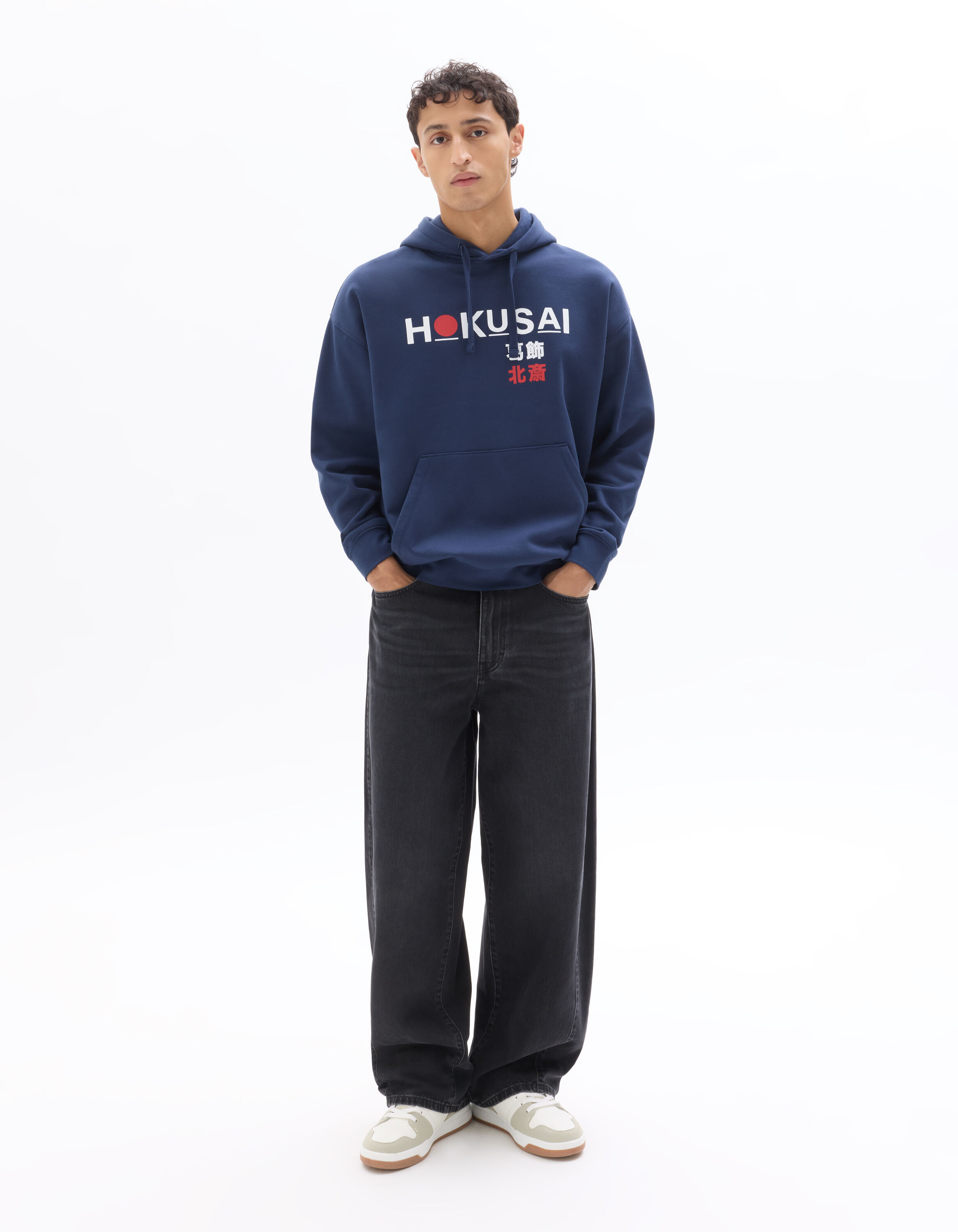 Hokusai - Sweat à capuche marine