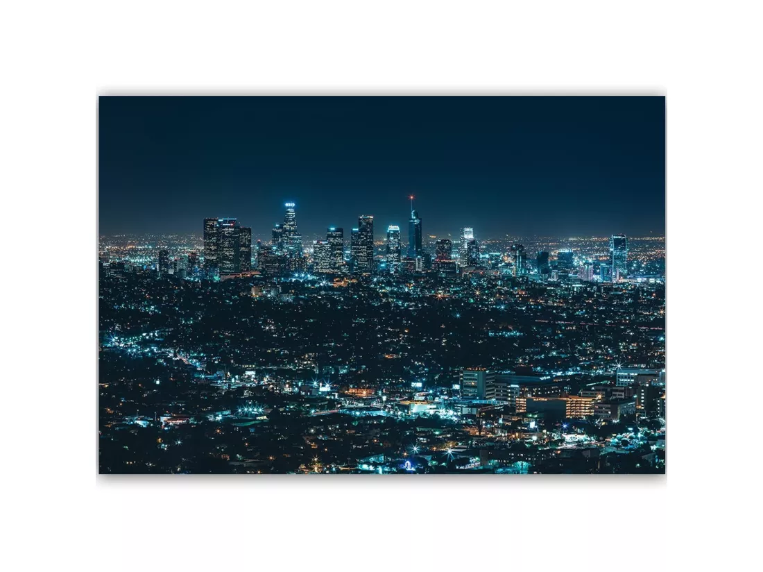 Tableau ville de bois la nuit - 120 x 80 cm