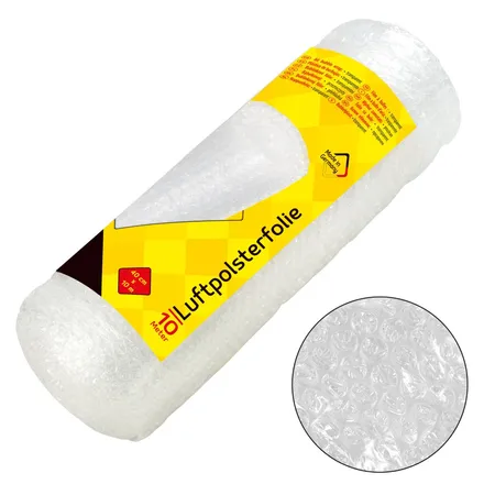 Idena Luftpolsterfolie, 40 cm x 10 m, auf Rolle, 0,07 mm, transparent