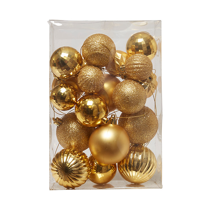 Assortiment de 20 boules de noel couleur or