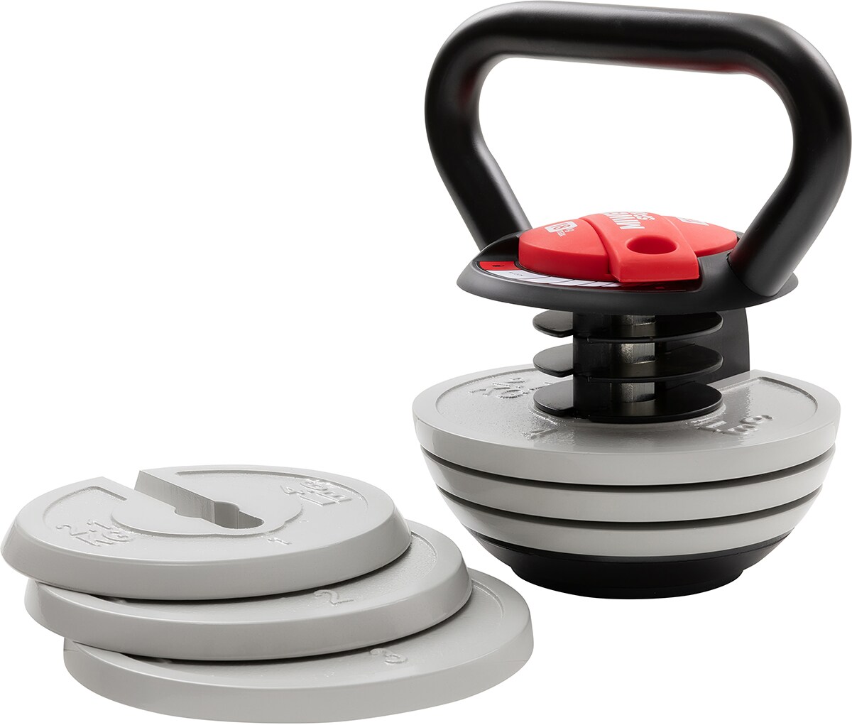 Miweba Sports Kettlebell KB300, verstellbar, 3,4-18 kg, 6 Gewichtscheiben, Easy-Lock-Mechanismus