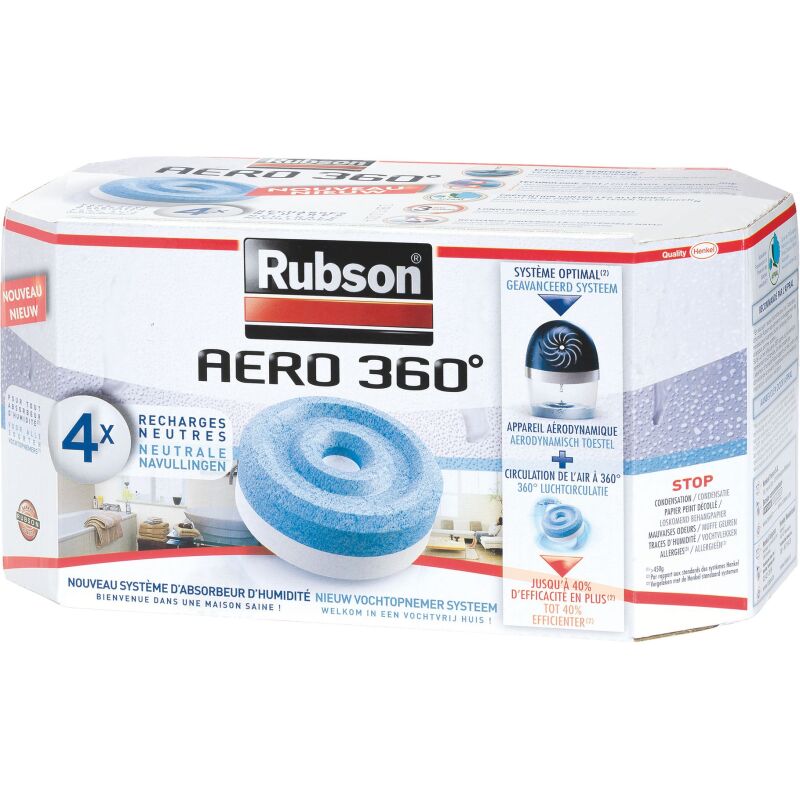 Recharge Aero 360° pour absorbeur d'humidité Rubson - Boite de 4