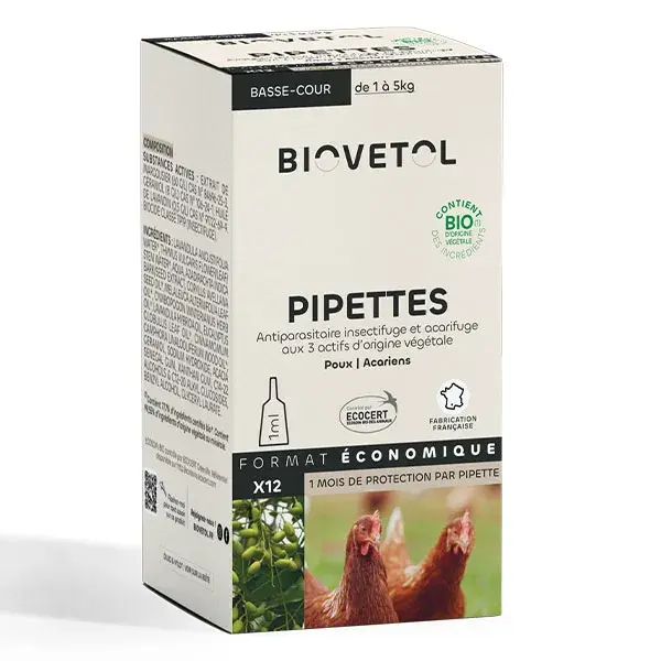 Biovetol - Antiparasitário - Pipetas para aves - 1ml (x12)