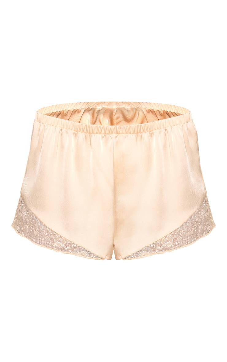 Citron Short Satiné Avec Détails En Dentelle