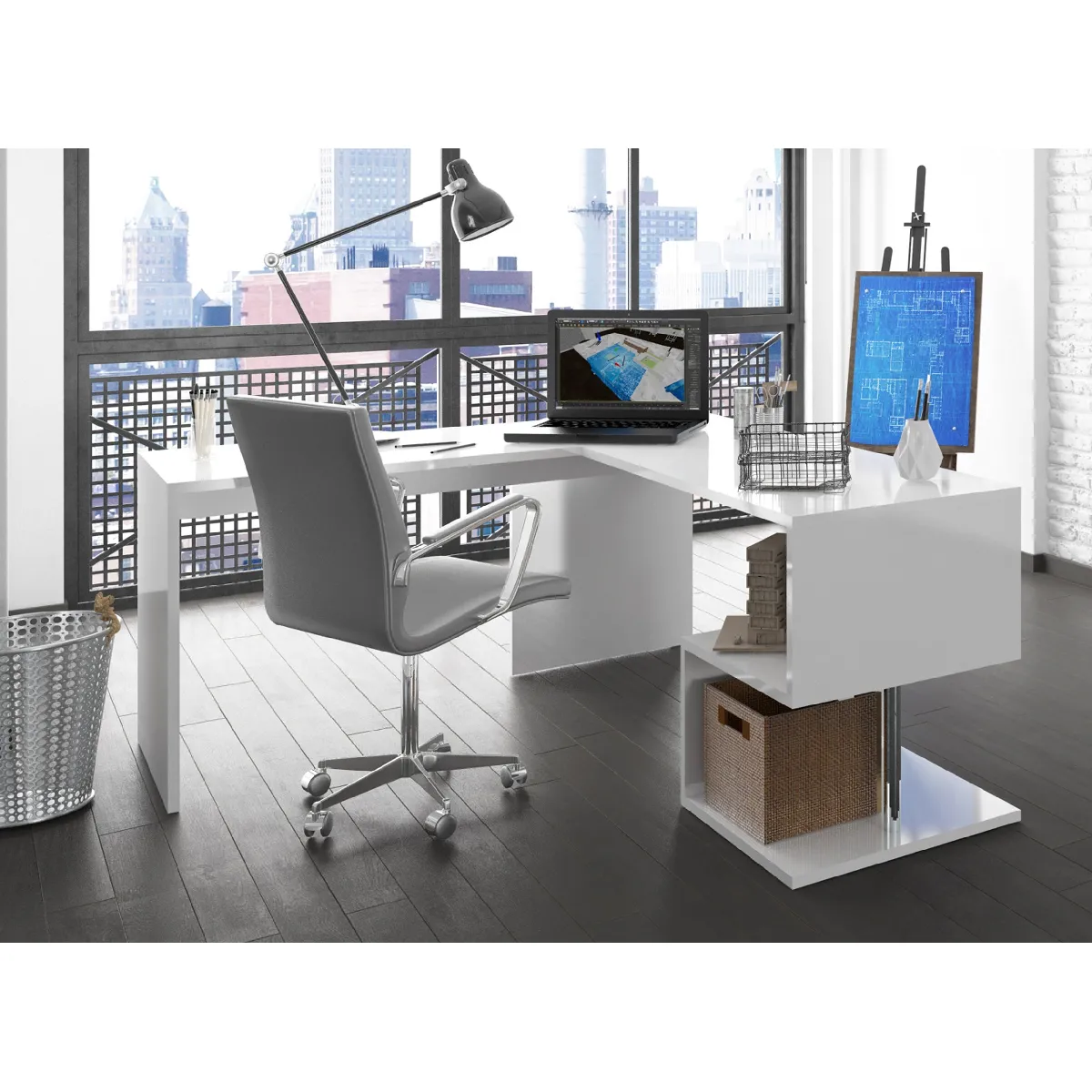 Alter Bureau d'angle Blanc