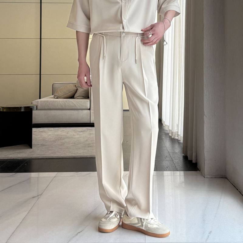 Freehop - Mid Rise Plain Straight Leg Broek