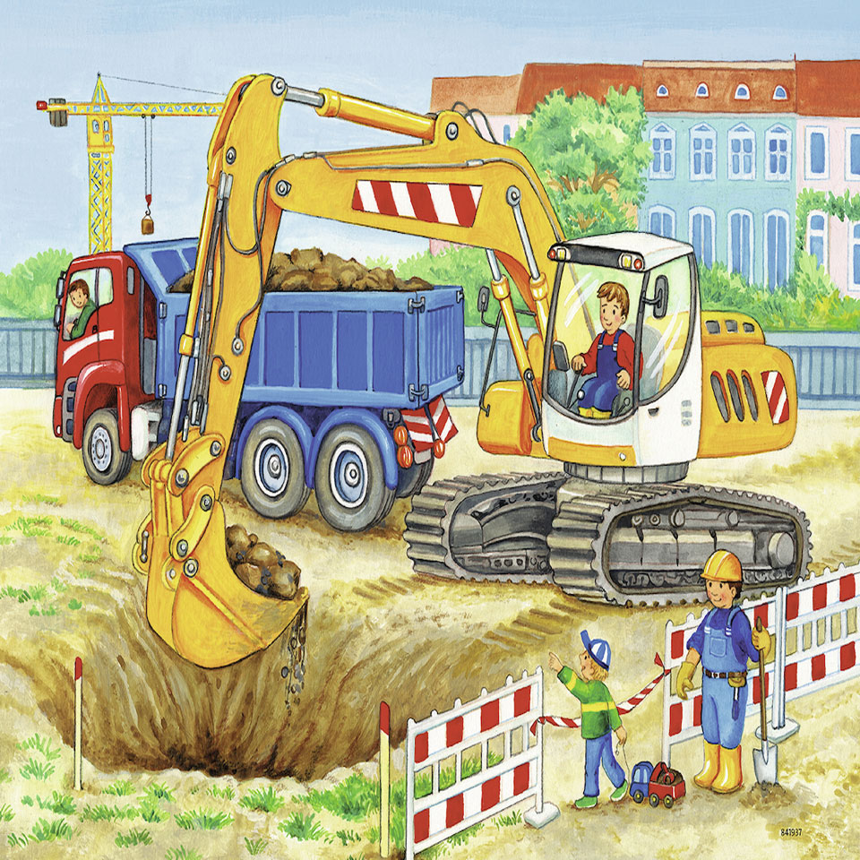 Ravensburger puzzelset Bouwplaats en boerderij - 2 x 12 stukjes