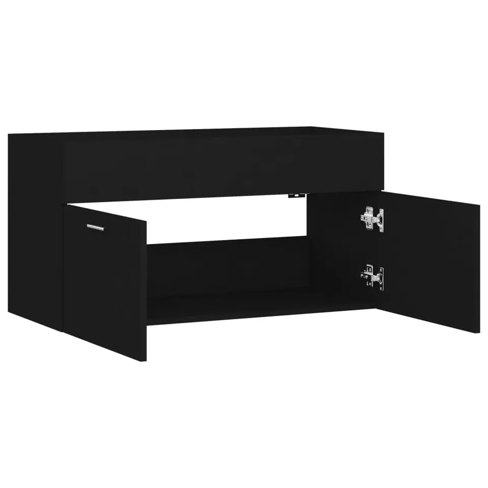 vidaXL - Wastafelkast - Zwart - Bewerkt hout - 90 x 38.5 x 46 cm