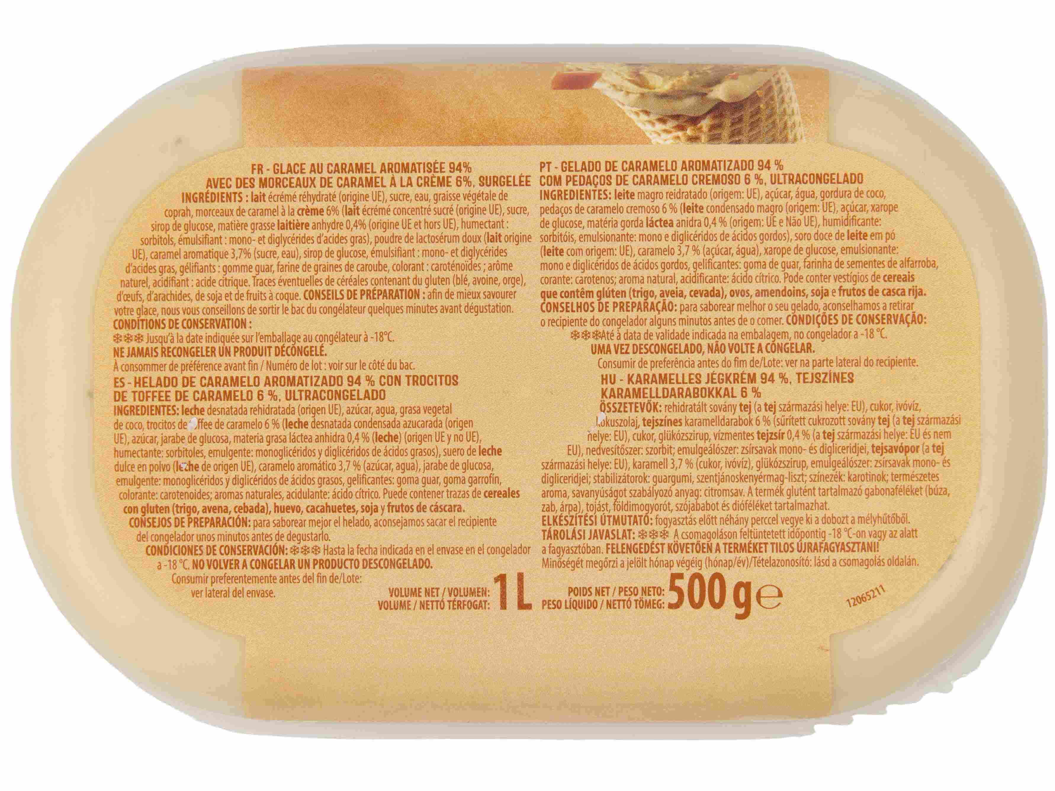 GELADO AUCHAN CARAMELO COM PEDAÇOS CARAMELO 1L