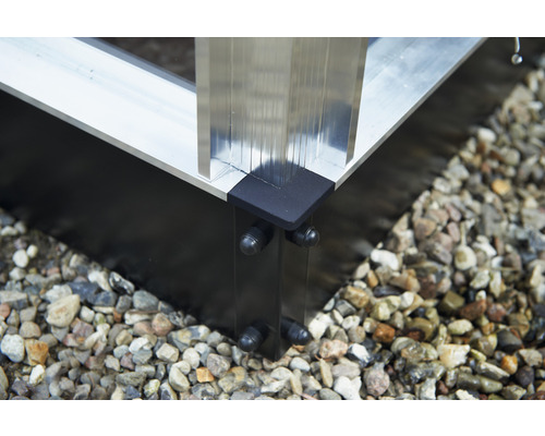JULIANA Compacte kas 6,6 m² met 10 mm dubbelwandige polycarbonaat panelen 224 x 296 cm aluminium