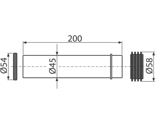 Inlaatbuis met huls Ø45 x 200 mm