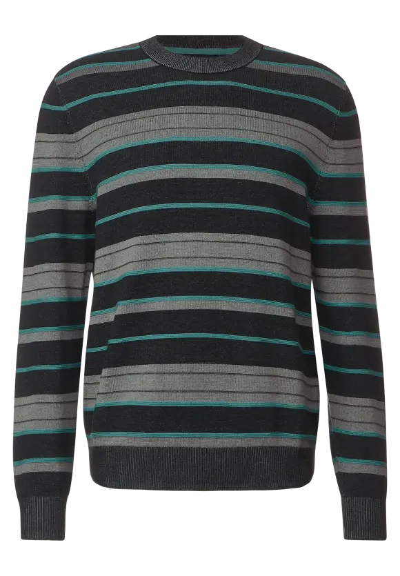 Pullover mit Streifen  - Black