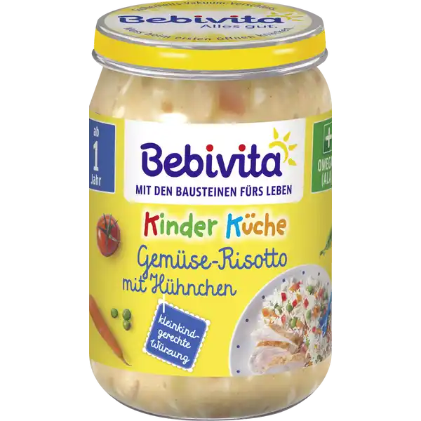 Kinder-Küche Gemüse-Risotto mit Hühnchen