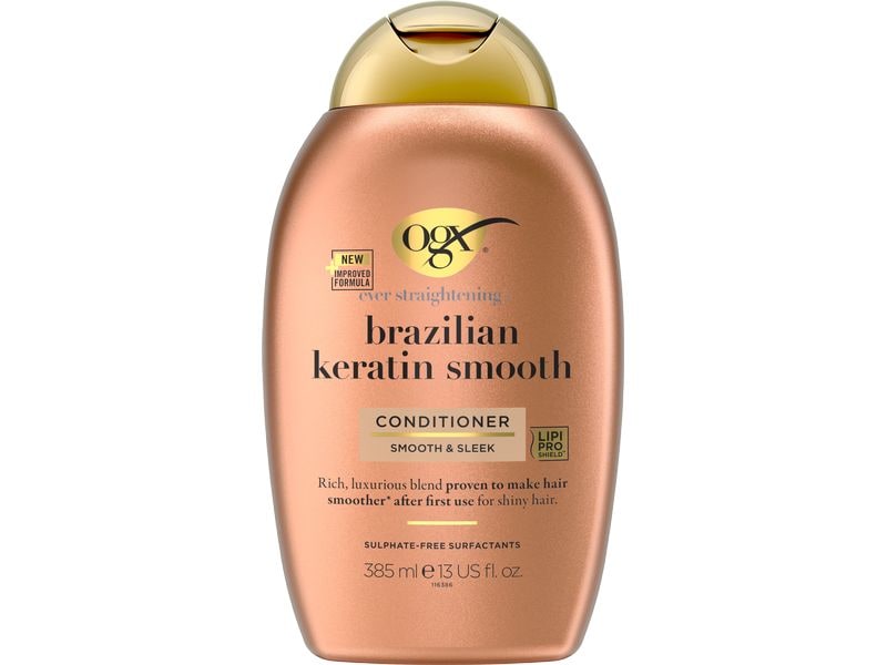 OGX Haarspülung Brazilian Keratin 385 ml Glättender Conditioner für brillanten, leuchtenden Glanz